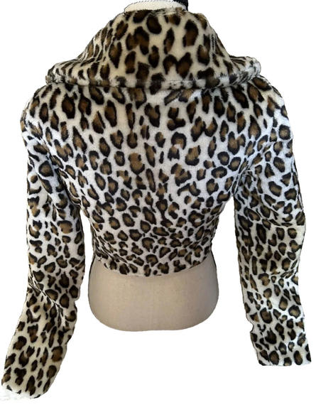 Wet Seal Tan Gold Ivory Animal Print Jacket Size M 100% Polyester  Collar - Picture 4 of 4